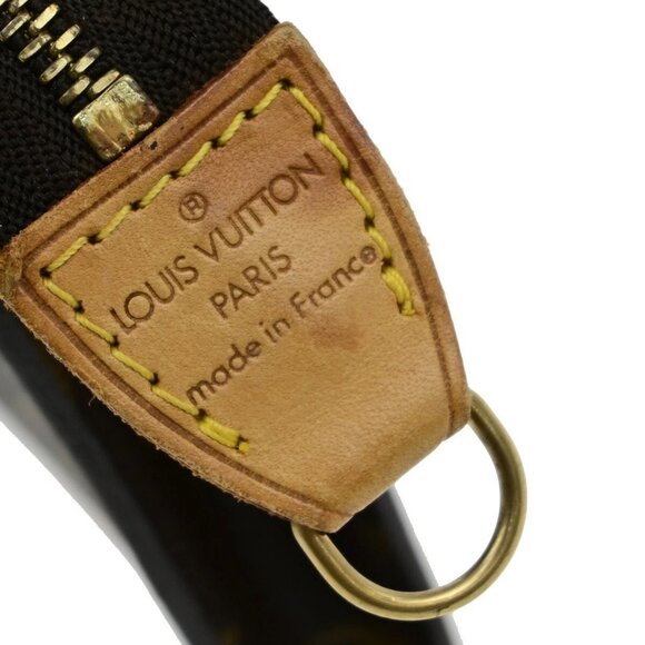 LOUIS VUITTON Logo BUCKET PM Pouch Bag Monogram Leather Brown France 60EE073 - Picture 5 of 13